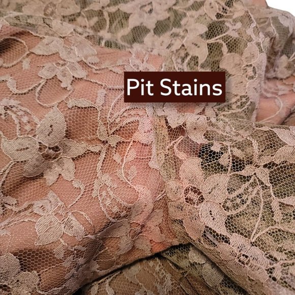 Vintage 1950s - 1970s Women's Pink Blush Mauve Lace Overlay Dress Size Medium - Picture 6 of 7